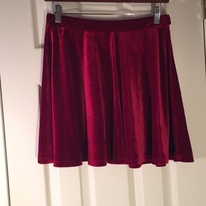 Red velvet skirt